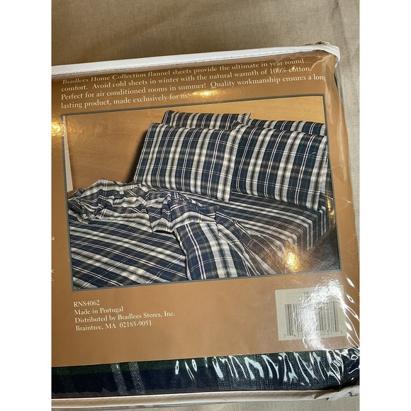 Bradlees Home Collection 100% Cotton Flannel Plaid Twin Sheet Set New Vintage - Picture 6 of 10